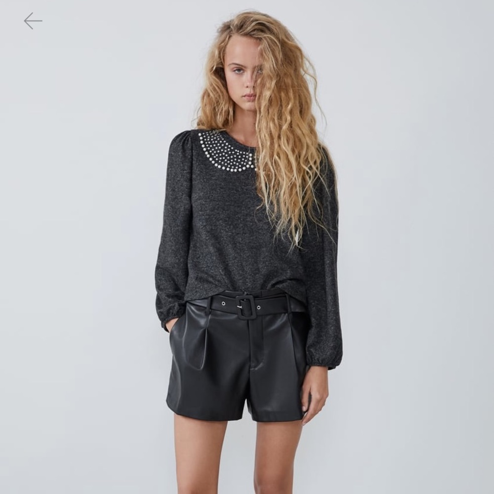 Zara sparkly pearl top